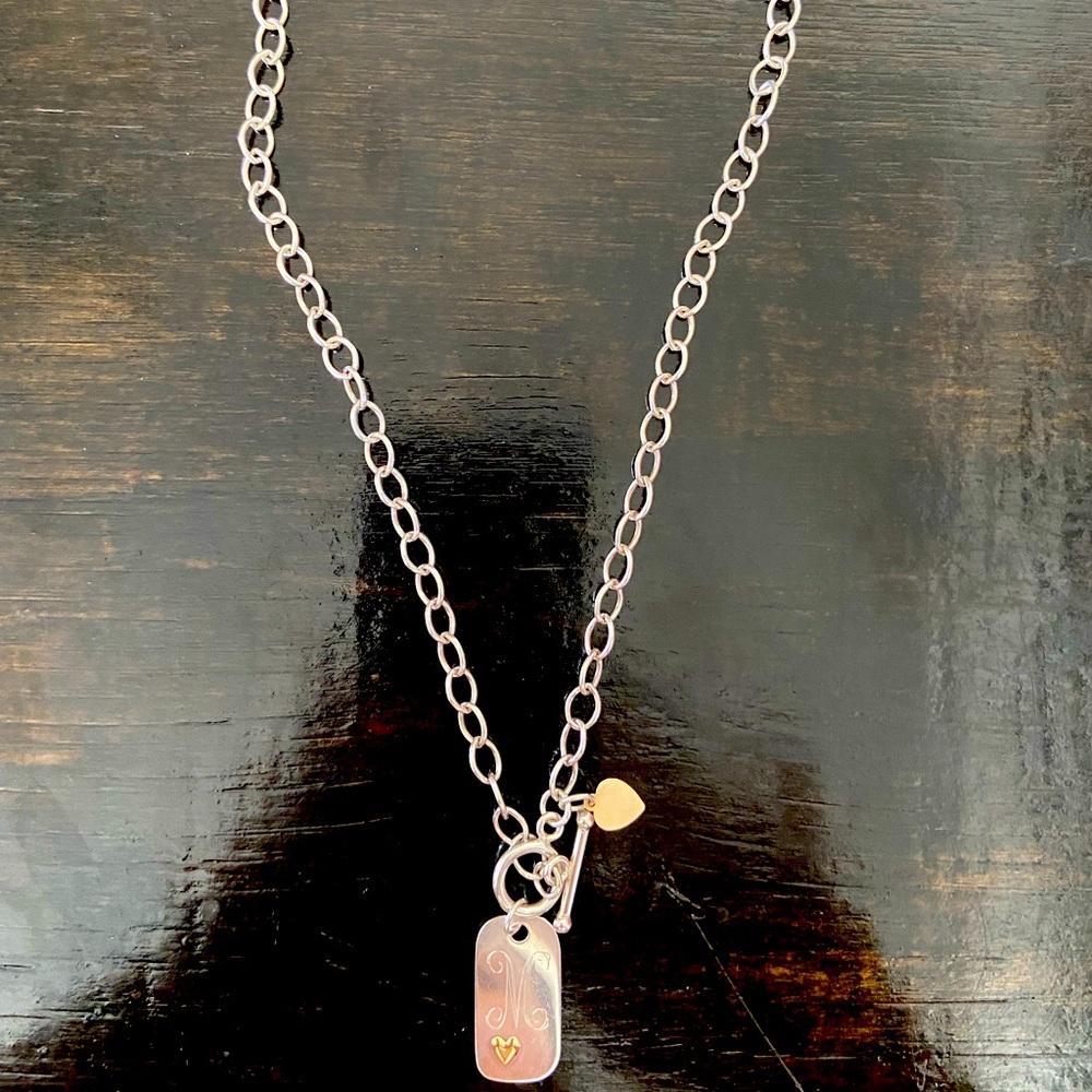 Necklace sterling silver & 14k gold 18”